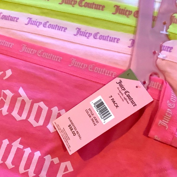 Juicy Couture Intimates 7 Pack Logo Panties Multicolor L New - Picture 8 of 9